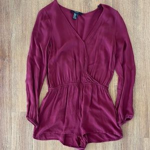 Forever 21 Maroon Long Sleeve Romper
